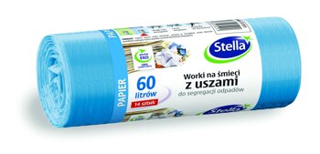 Worki z uszami STELLA do segregacji odpadów papierowych 60 l 14 szt. niebieskie niebieski