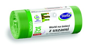 Worki z uszami  STELLA do segregacji szkła 35 l 20 szt. zielone zielony