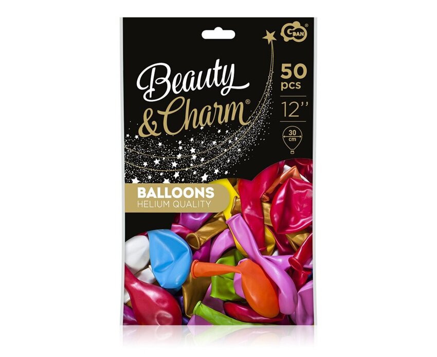 Balony Beauty&Charm, metaliki mix 12"/ 50 szt. /GoDan