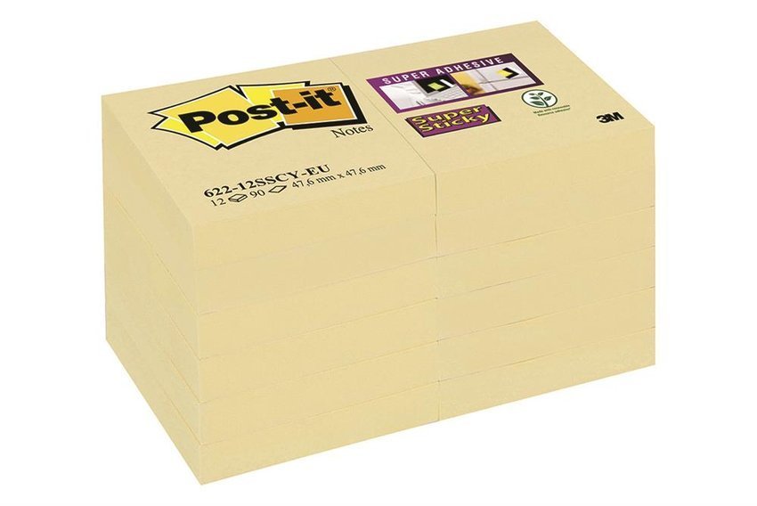 Bloczek Samoprzylepny Post-It Super Sticky (622-12Sscy-Eu) 467X467 Mm 12X90 Kart. Żółty