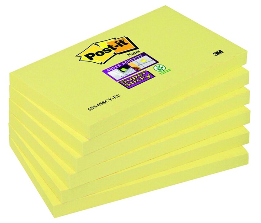 Bloczek Samoprzylepny Post-It Super Sticky (655-6Sscy-Eu) 127X76Mm 6X90 Kart. Żółty