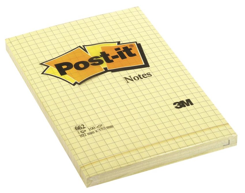 Bloczek Samoprzylepny Post-It W Kratkę (662) 102X152Mm 1X100 Kart. Żółty