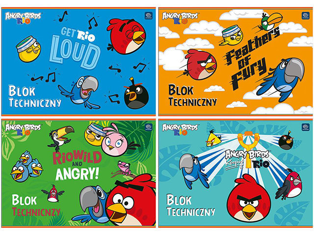Blok Techniczny A4 10k Kolor Angry Birds RIO /Interdruk