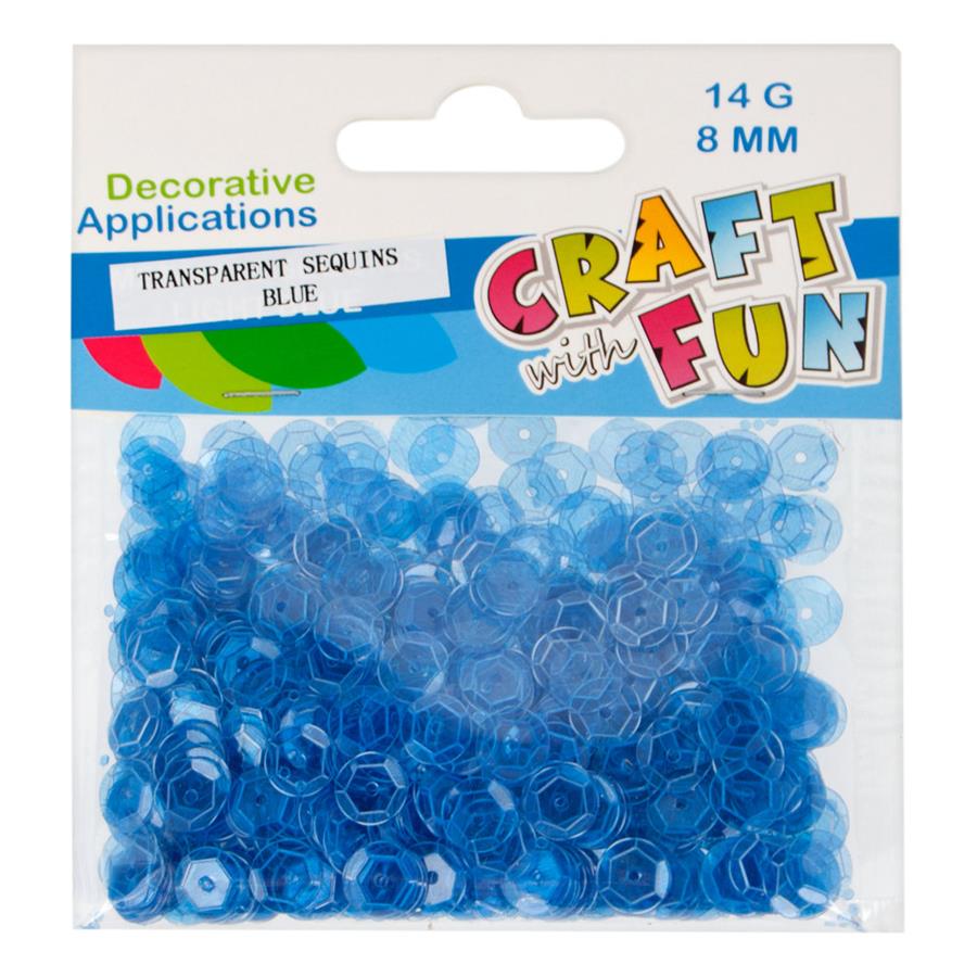 Cekiny transparentne okrągłe 8 mm niebieskie  /Craft With Fun 439327