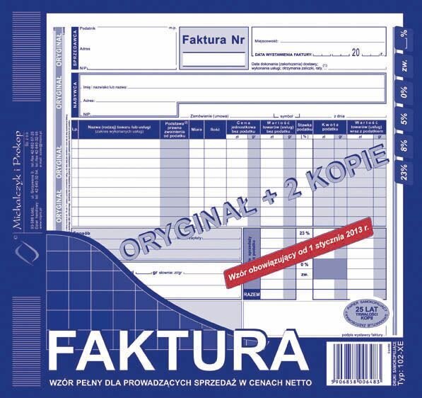 Faktura Netto 2/3 A4 Oryg.+2k 102-XE /MiP