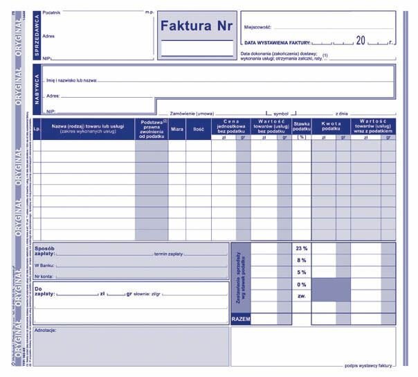 Faktura Netto 2/3 A4 Oryg.+2k 102-XE /MiP