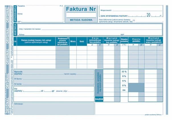 Faktura Netto A5 Metoda Kasowa Oryg.+1k 151-3E /MiP