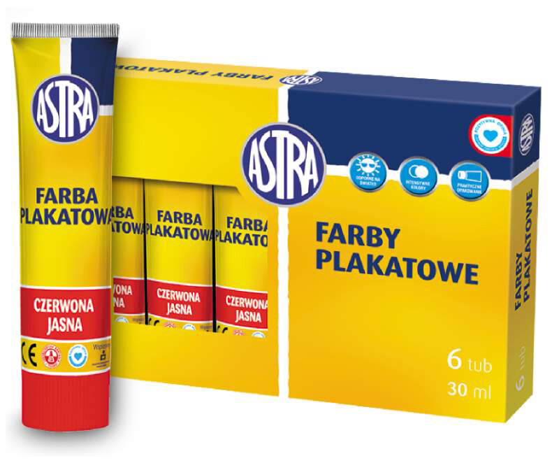 Farba Plakatowa 30ml Czerwona Jasna /Astra