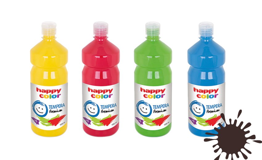 Farba Tempera Premium 1000ml Butelka Brązowa Ciemna /Happy Color