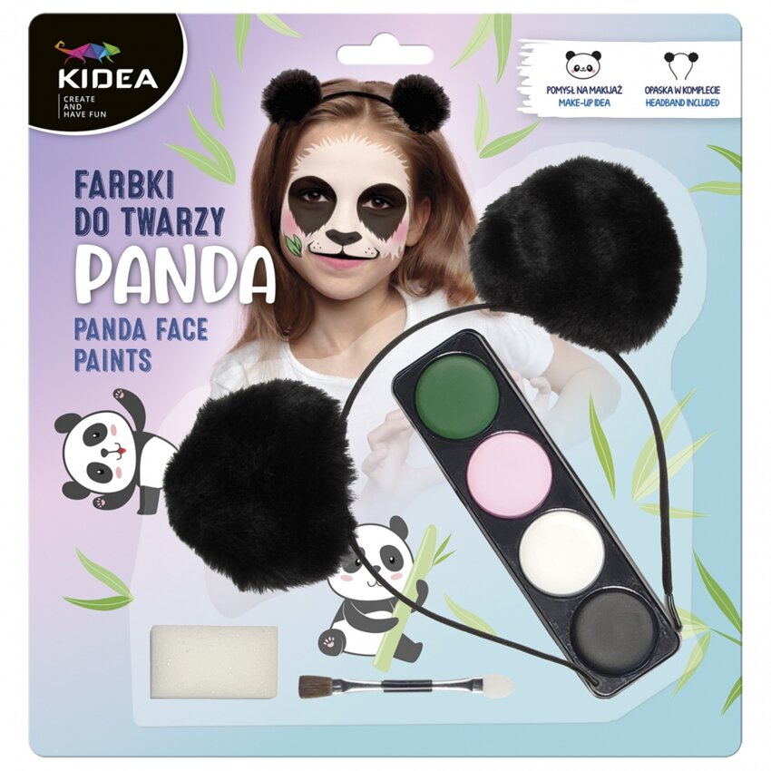 Farby do Malowania Twarzy 4kol + Akcesoria Panda /Kidea
