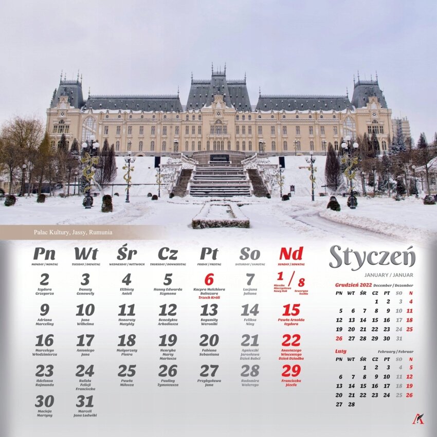 Kalendarz Wielop. Zamki I Pałace 33x33Cm 2023  /Artsezon
