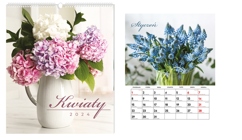 Kalendarz ścienny plansz.33,5x40 Kwiaty 2024