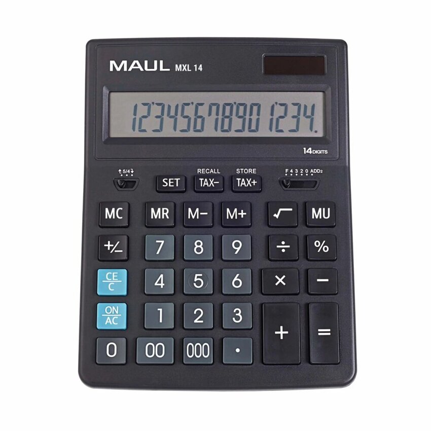 Kalkulator Biurkowy Business Mxl 14, 14-Pozycyjny, Obliczanie Podatku, Czarny Maul