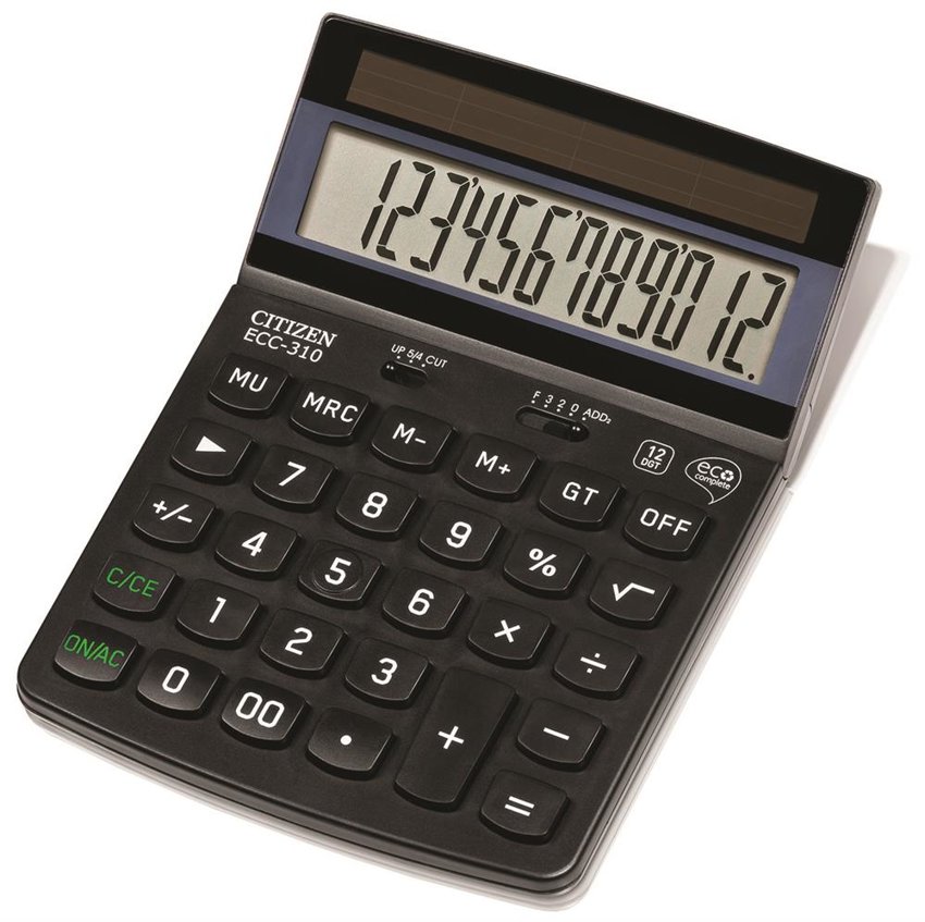 Kalkulator Biurowy Citizen Ecc-310 12-Cyfrowy 173X107mm Czarny