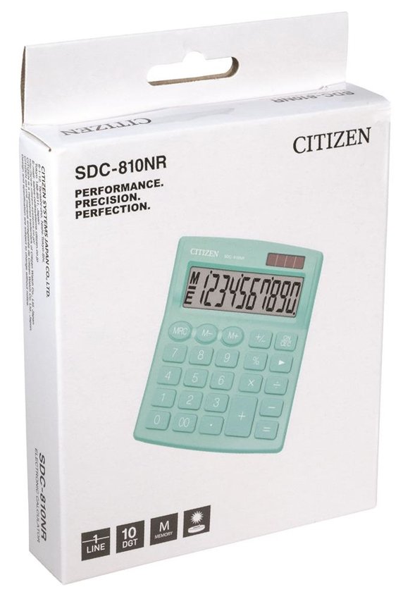 Kalkulator Biurowy Citizen Sdc-810Nrgre 10-Cyfrowy 127X105mm Zielony