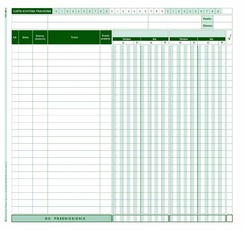 Karta Kontowa Finansowa 2/3 A4 2-kolumny Offset 433-2 /MiP