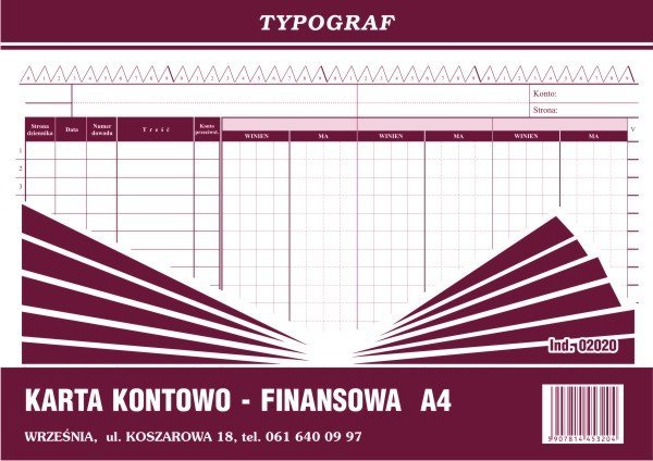Karta Kontowo-Finansowa A4 Offset 02020 /Typograf