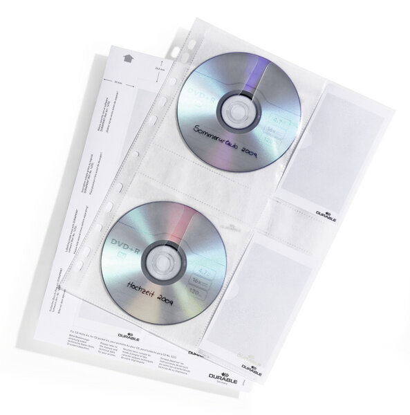 Kieszeń na 4 CD do Segregatora Ochronna Wyściółka PP A4 5szt. Przezroczysta /Durable 522219