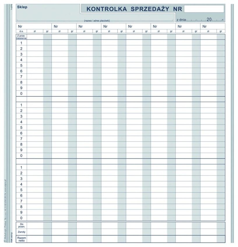 Kontrolka Sprzedaży 2/3 A4 Offset 417-2 /MiP