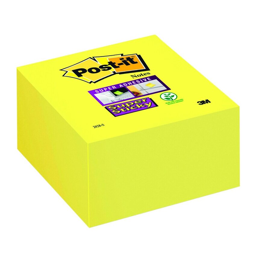 Kostka Samoprzylepna Post-It Super Sticky (2028-S) 76X76Mm 1X350 Kart. Ultra Żółta