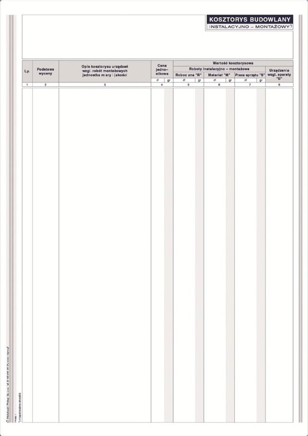 Kosztorys Budowlany Instal.-Mont. A4 Wielok. 602-1 /MiP