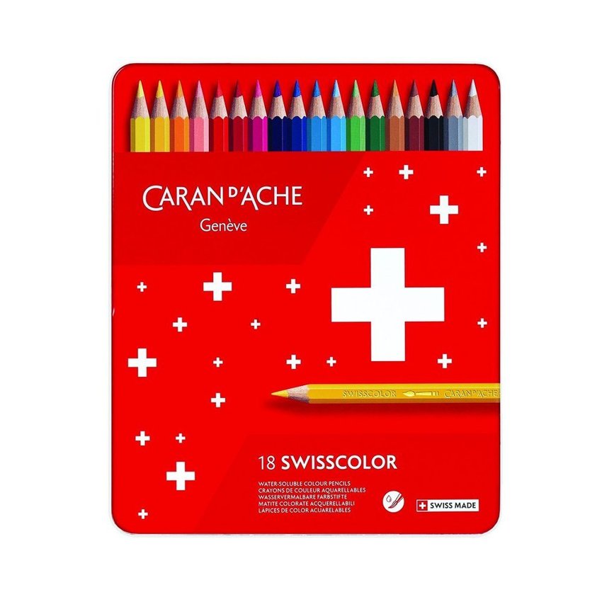 Kredki Caran D'Ache Swisscolor Aquarelle Z Efektrm Akwareli  Sześciokątne 18Szt. Mix Kolorów