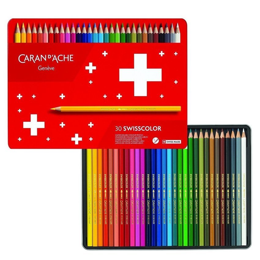 Kredki Caran D'Ache Swisscolor Aquarelle Z Efektrm Akwareli  Sześciokątne 30Szt. Mix Kolorów