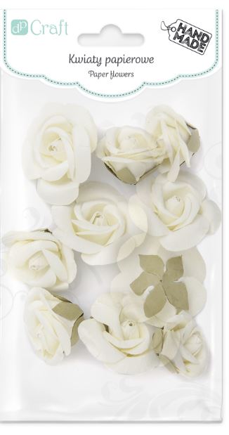 Kwiaty Papierowe Róże 10szt. Ecru /DpCraft