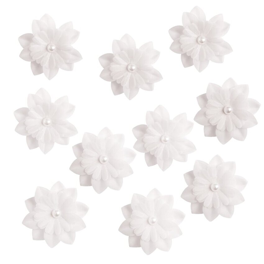 Kwiaty z Pergaminu 4cm 10szt. Białe / DpCraft
