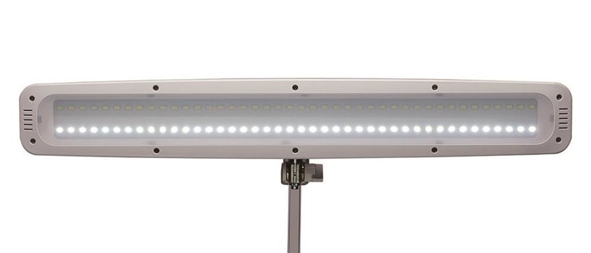 Lampka LED na biurko MAULwork 21W ze ściemniaczem mocowana zaciskiem biała