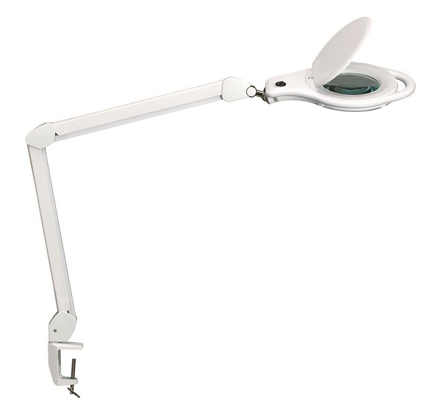 Lampka LED z lupą na biurko MAULzoom 8W mocowana zaciskiem biała