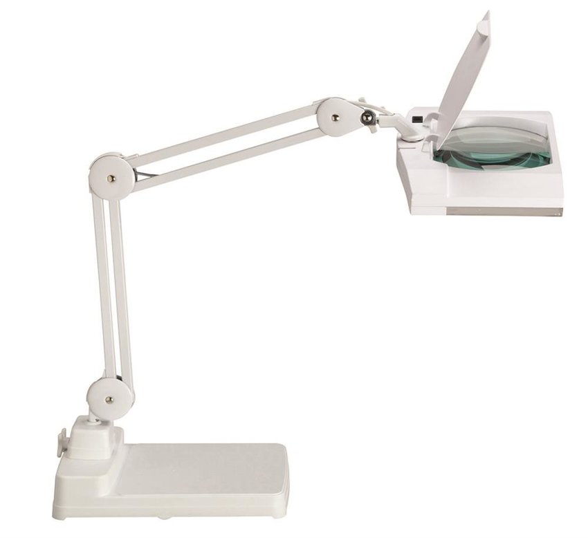 Lampka energooszczędna z lupą na biurko MAULvitrum 2x9W biała
