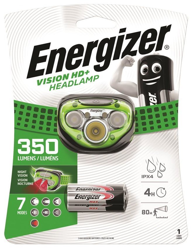 Latarka czołowa ENERGIZER Vision HD Plus Headlight + 3szt. baterii AAA, czarna