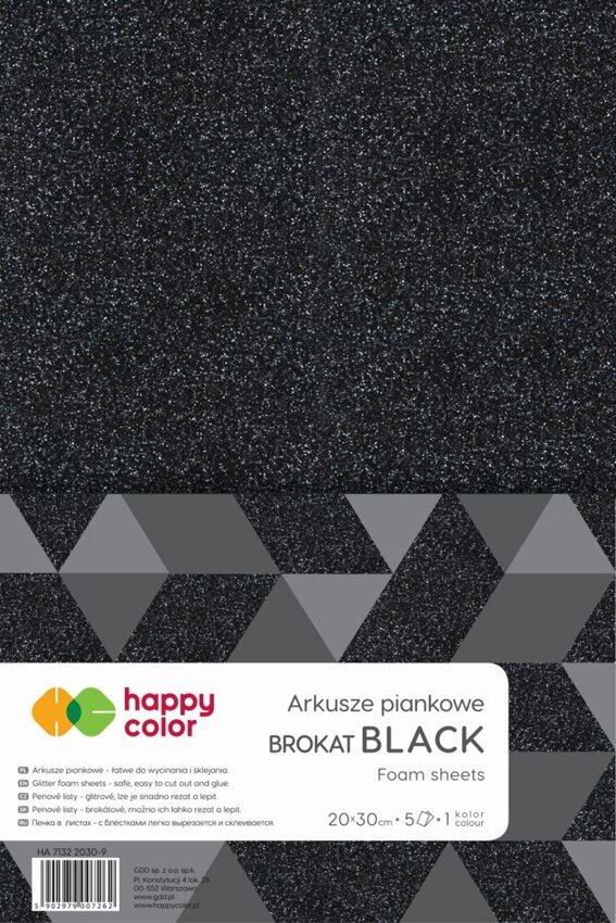 Pianka Dekoracyjna A4 5szt. Czarna Brokat /Happy Color