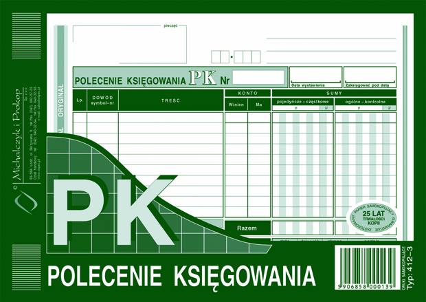 Polecenie Księgowania PK A5 Oryg.+1k Poziom 412-3 /MiP