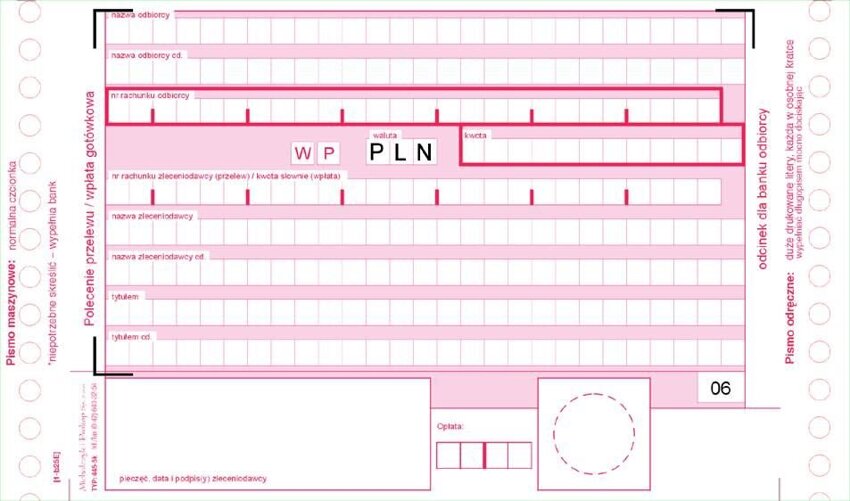 Polecenie Przel. Bank. A6 WP-2 (2-odc.) 180x4 (1+1)  /MiP