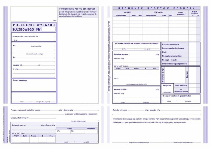 Polecenie Wyjazdu Służbowego A5 Offset 505-3 /MiP