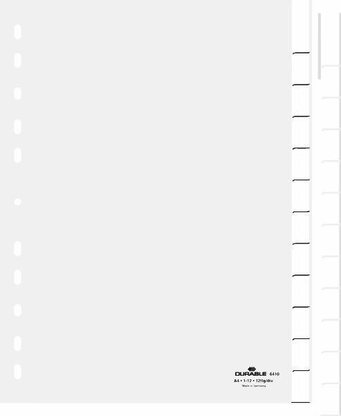 Przekładki do Segregatorów 1-12, Jan.-Dez. (12) Indeksy Zgrzane PP A4 Białe /Durable 641002