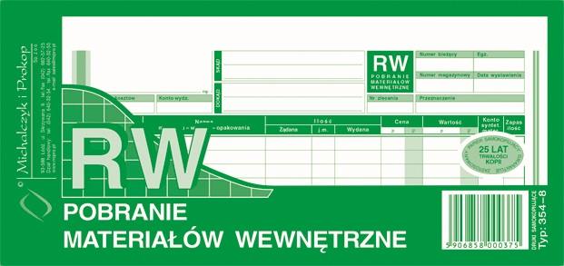 RW Pobranie Materiałów Wew. 1/3 A4 Wielok. Poziom 354-8 /MiP