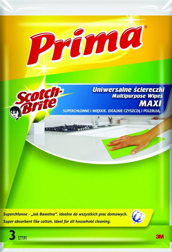 Ścierki Uniwersalne Prima Maxi "Jak Bawełna" 3Szt. Żółte