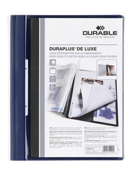 Skoroszyt Prezentacyjny A4+ PVC Duraplus De Luxe z Listwą Granatowy /Durable 258907