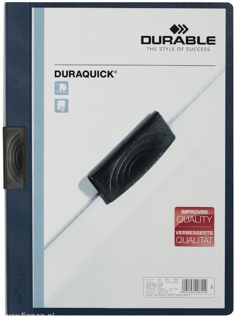 Skoroszyt Zaciskowy A4 PVC Duraquick Granatowy /Durable 227007