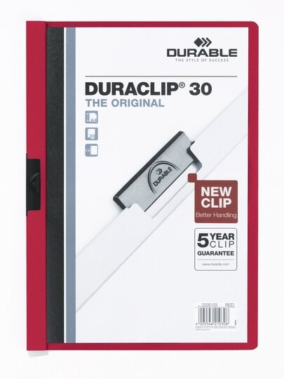 Skoroszyt z Klipem A4 PVC Duraclip 30 Kartek Czerwony /Durable 220003