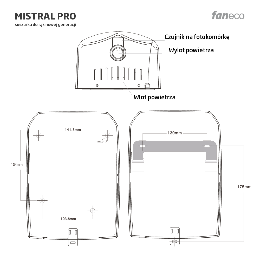 Suszarka do rąk 1500 W MISTRAL PRO / Faneco