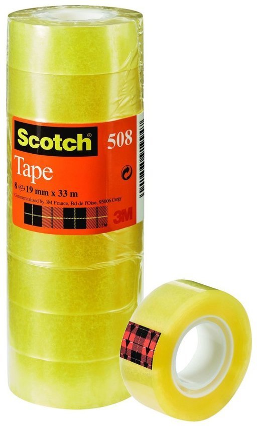 Taśma Samoprzylepna Ekonomiczna Scotch (508) 19Mm 33M 8Szt. Transparentny Żółty