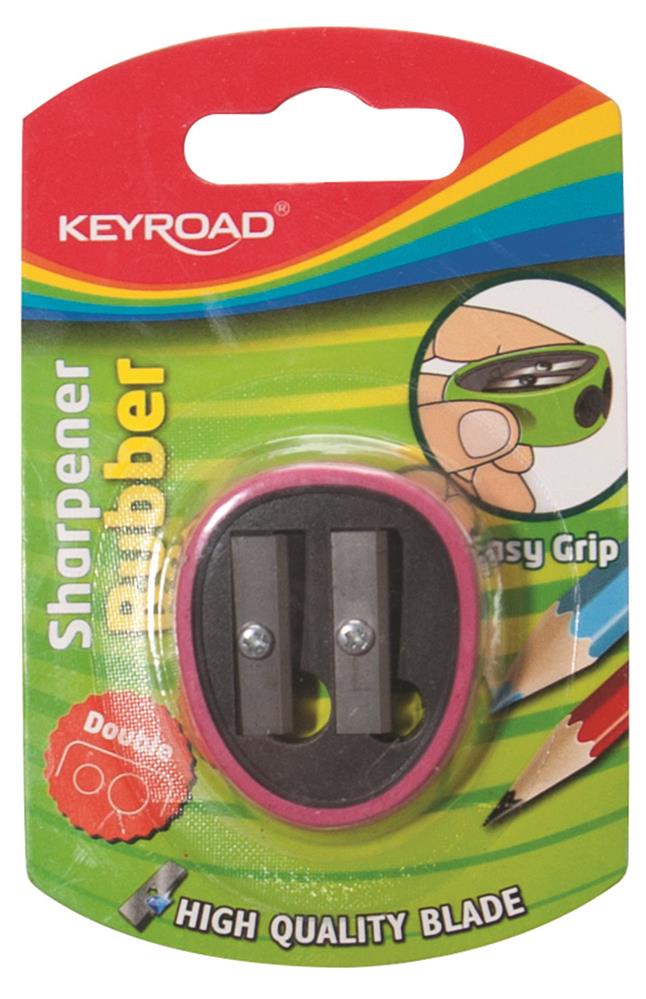 Temperówka Keyroad Plastikowa Podwójna Z Gumką Blister Mix Kolorów