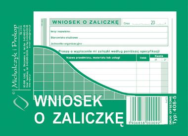 Wniosek o Zaliczkę A6 Offset 408-5 /MiP