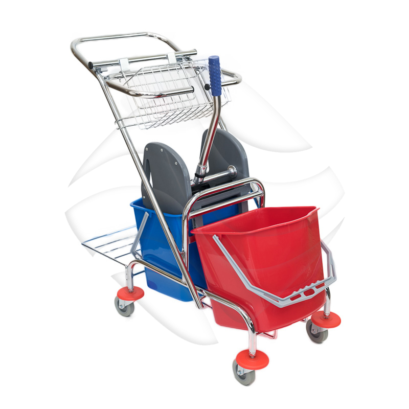 Wózek Dwuwiaderkowy 2x17L Metal [352607] Koszyk+Uchwyt /CleanPro