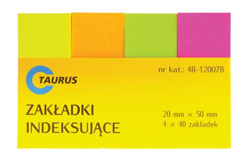 Zakładki Indeks. 20x50/40k 4kol. /Taurus