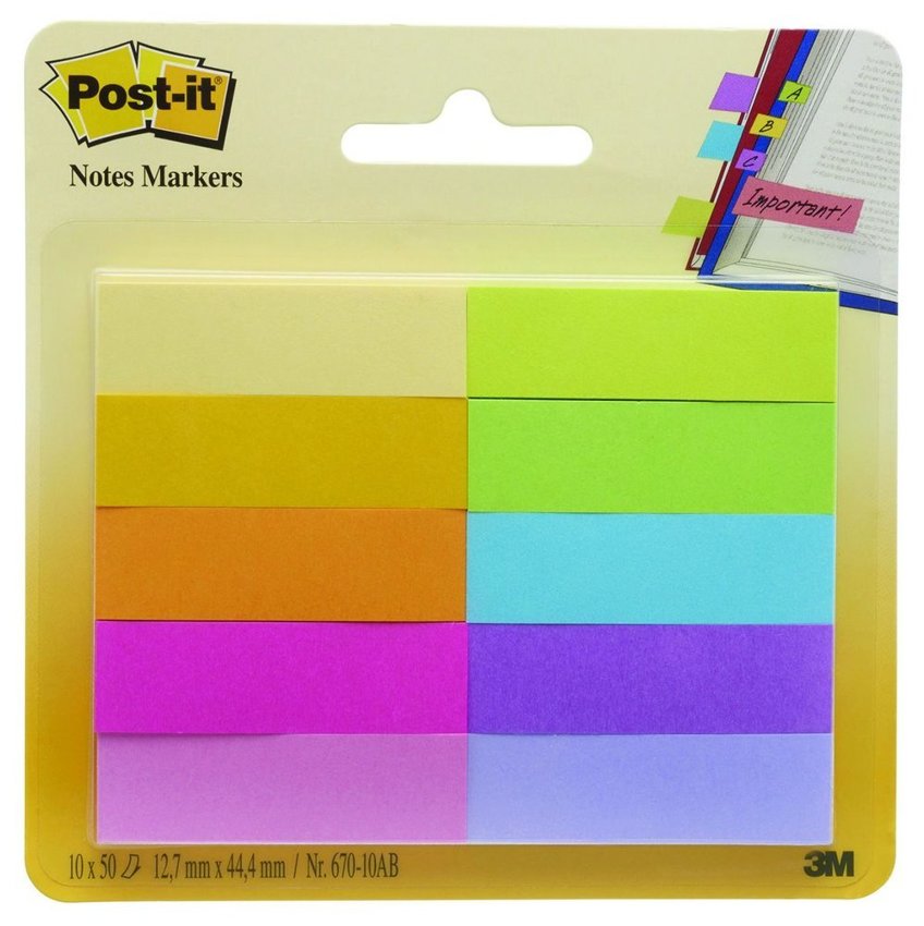Zakładki Indeksujące Post-It (670-10Ab) Papier 127X444Mm 10X50 Kart. Mix Kolorów